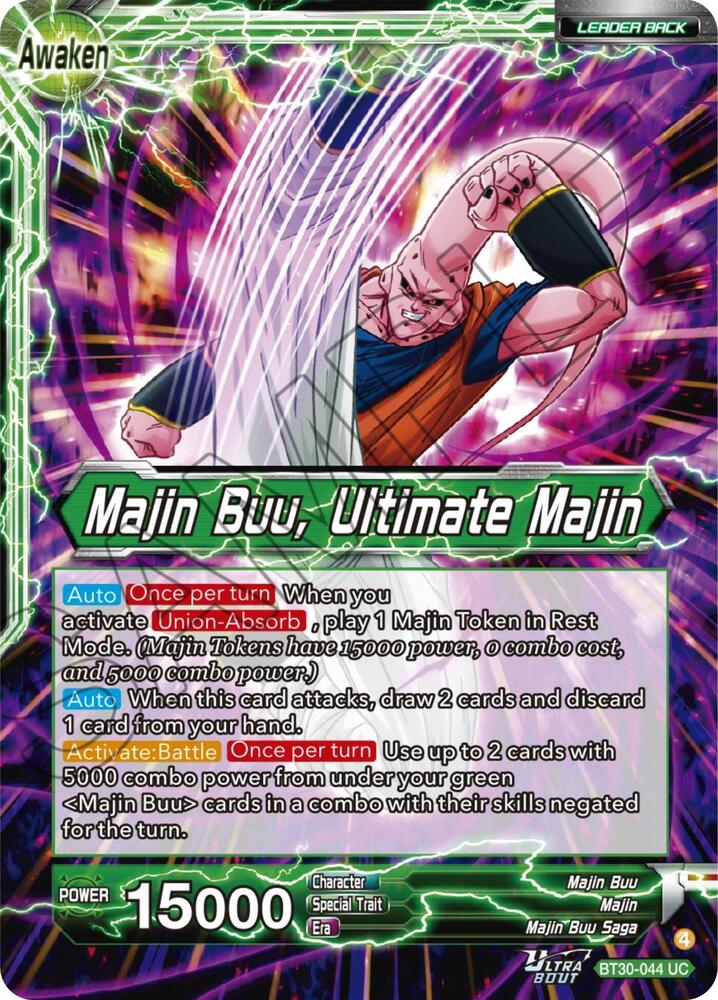 Majin Buu // Majin Buu, Ultimate Majin BT30-044 card from Three Glorious Fighters