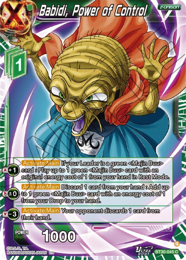 Babidi, Power of Control BT30-045 card from Three Glorious Fighters