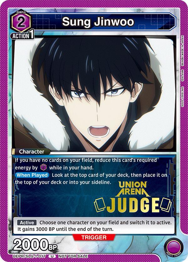 Sung Jinwoo (Judge) UEPR/SLG-1-017 card from Union Arena Promotion Cards
