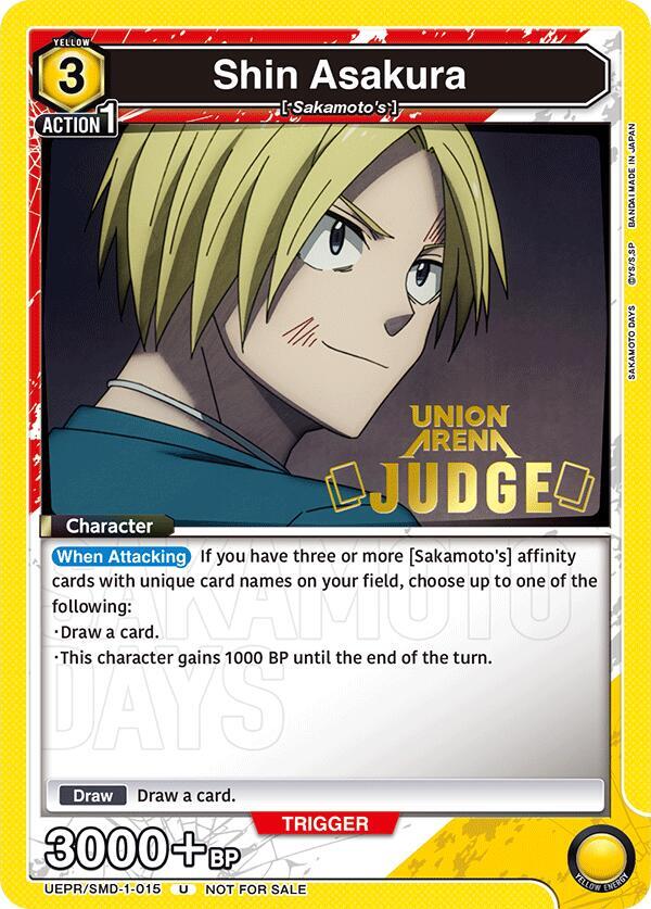 Shin Asakura (Judge) UEPR/SMD-1-015 card from Union Arena Promotion Cards