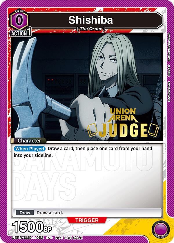 Shishiba (Judge) UEPR/SMD-1-052 card from Union Arena Promotion Cards