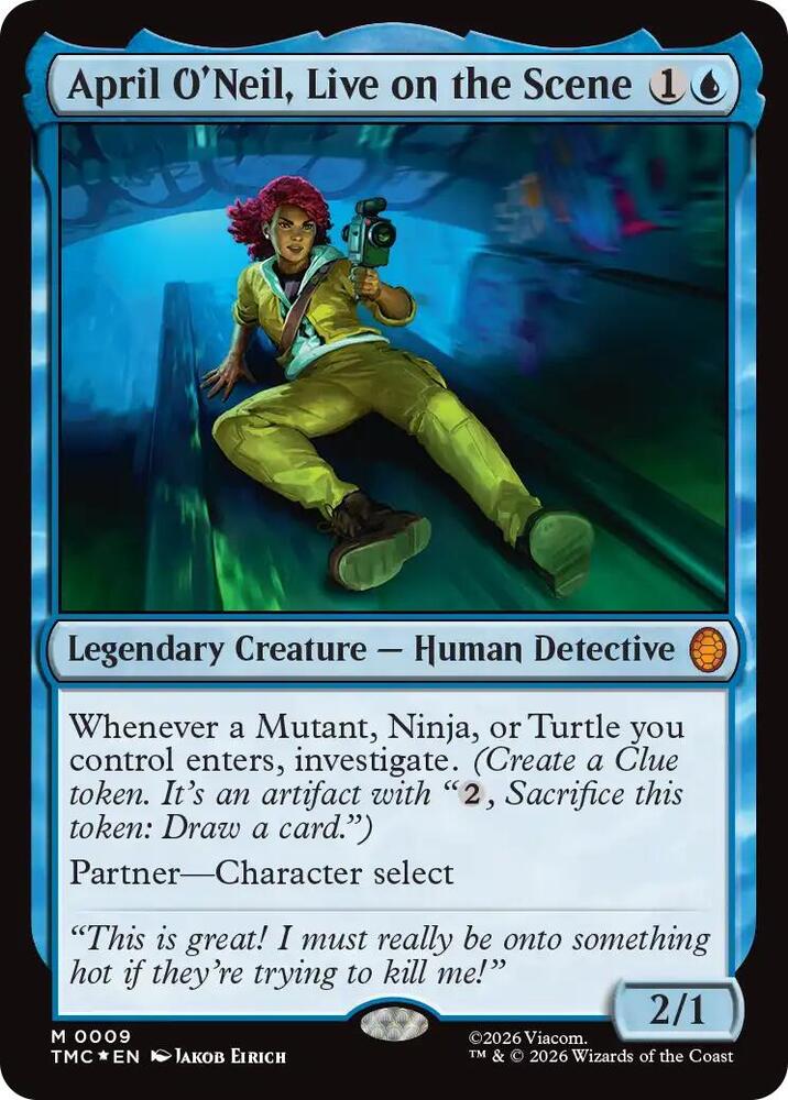 April O'Neil, Live on the Scene (Surge Foil) 9 card from Commander: Teenage Mutant Ninja Turtles
