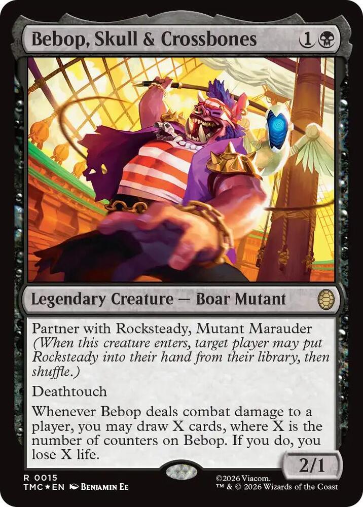 Bebop, Skull & Crossbones (Surge Foil) 15 card from Commander: Teenage Mutant Ninja Turtles