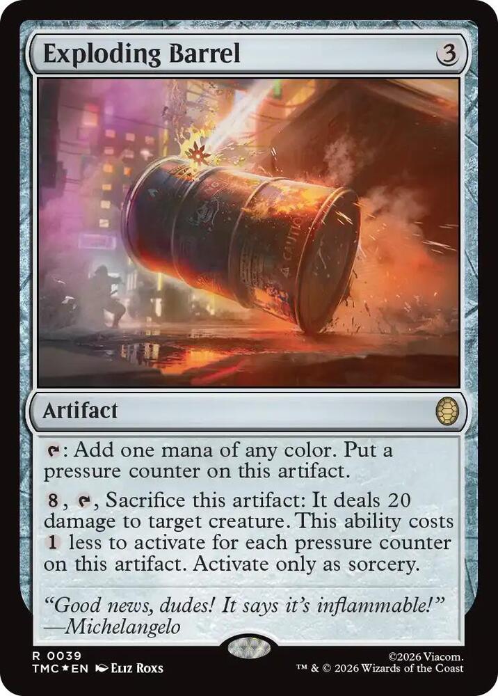 Exploding Barrel (Surge Foil) 39 card from Commander: Teenage Mutant Ninja Turtles