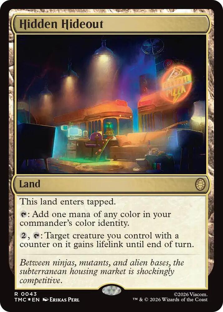 Hidden Hideout (Surge Foil) 43 card from Commander: Teenage Mutant Ninja Turtles