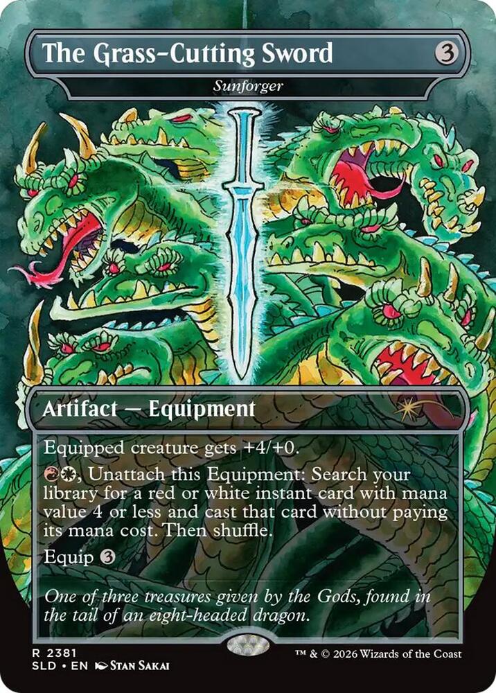 The Grass-Cutting Sword - Sunforger 2381 card from Secret Lair Drop Series