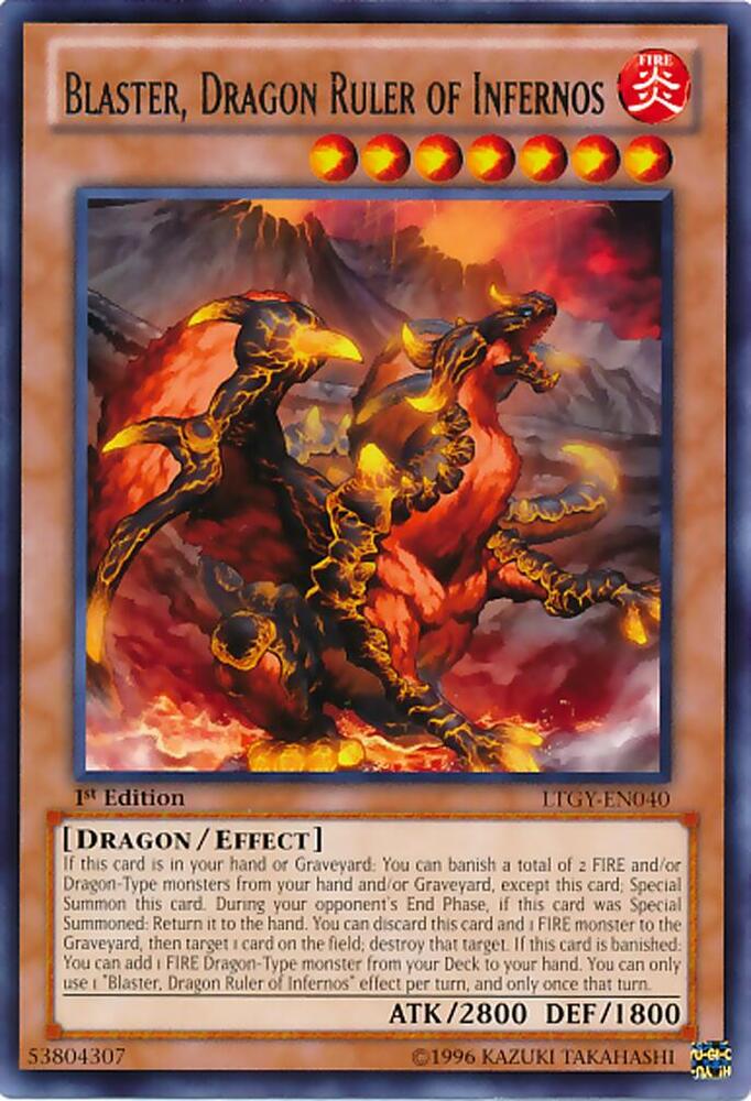 Blaster, Dragon Ruler of Infernos LTGY-EN040 card from Lord of the Tachyon Galaxy