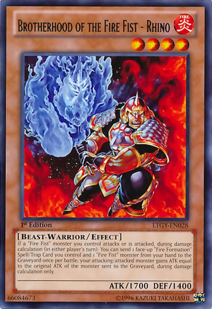 Brotherhood of the Fire Fist - Rhino LTGY-EN028 card from Lord of the Tachyon Galaxy