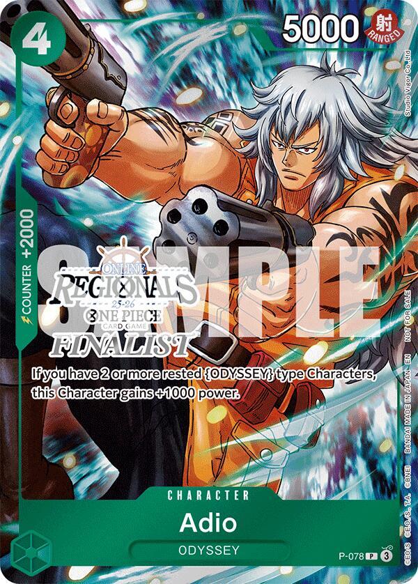 Adio (Online Regional Finalist Card Set 2025 Vol.1) P-078 card from One Piece Promotion Cards