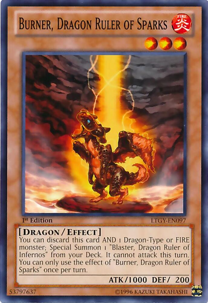 Burner, Dragon Ruler of Sparks LTGY-EN097 card from Lord of the Tachyon Galaxy