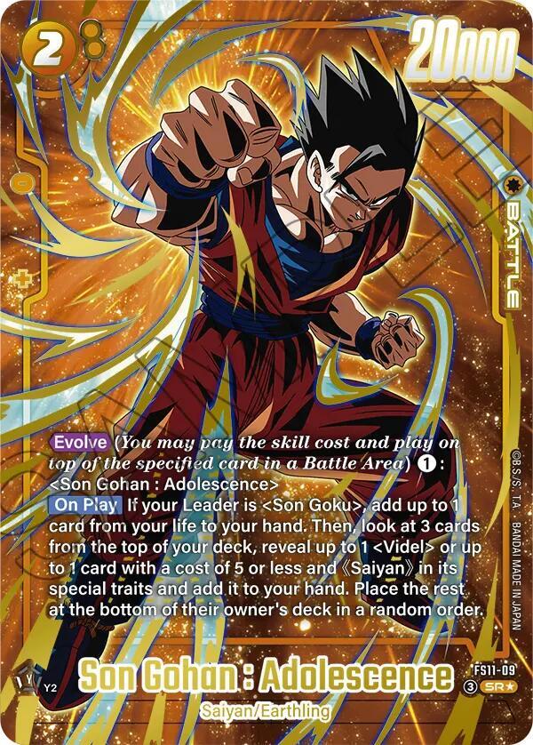Son Gohan : Adolescence (Gold) FS11-09 card from Starter Deck EX: The Phase of Evolution