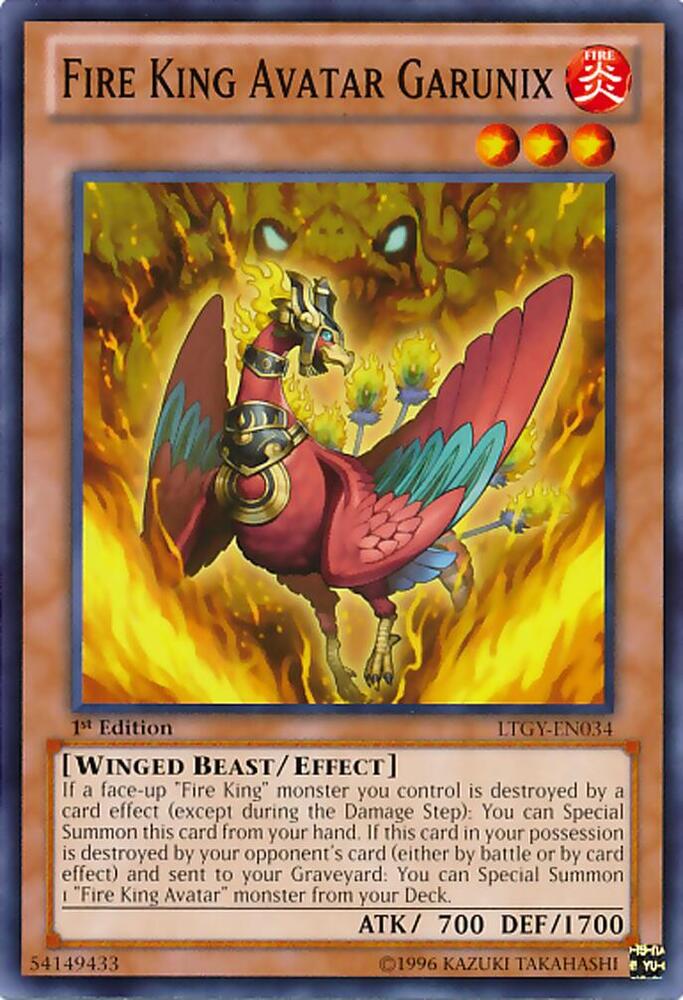 Fire King Avatar Garunix LTGY-EN034 card from Lord of the Tachyon Galaxy
