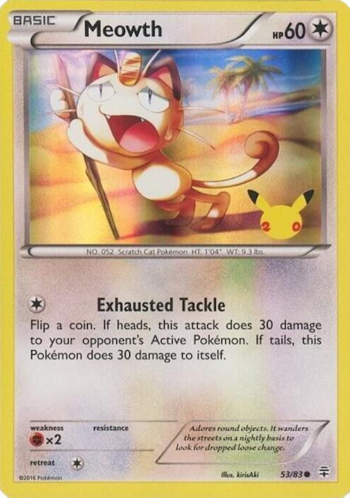 Meowth - 53/83 (20th Anniversary) 053/083 card from Miscellaneous Cards & Products