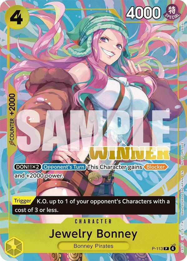 Jewelry Bonney (Heroines Battle Winner Pack) P-113 card from One Piece Promotion Cards