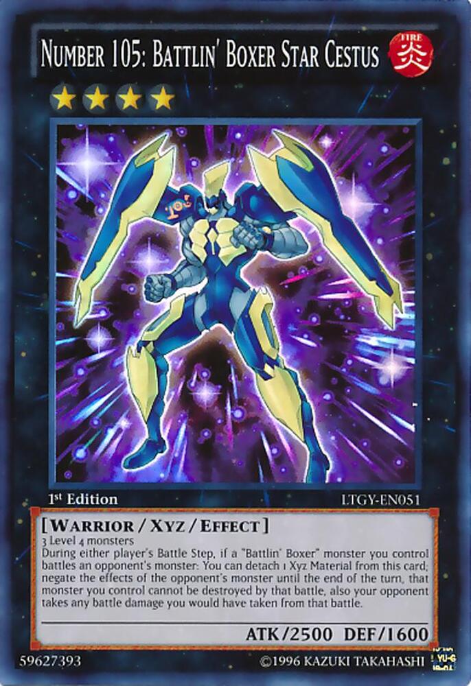 Number 105: Battlin' Boxer Star Cestus LTGY-EN051 card from Lord of the Tachyon Galaxy