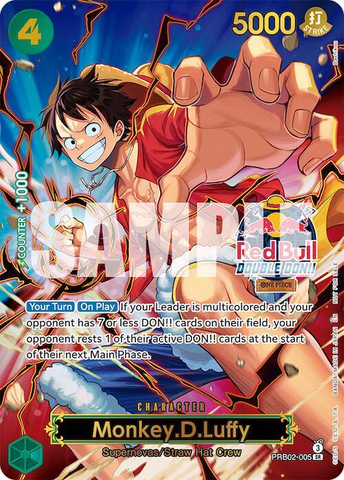 Monkey.D.Luffy (Red Bull Double Don!!) (Winner) (Textured) PRB02-005 card from One Piece Promotion Cards
