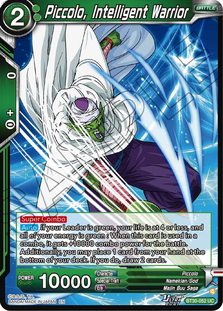 Piccolo, Intelligent Warrior BT30-052 card from Three Glorious Fighters