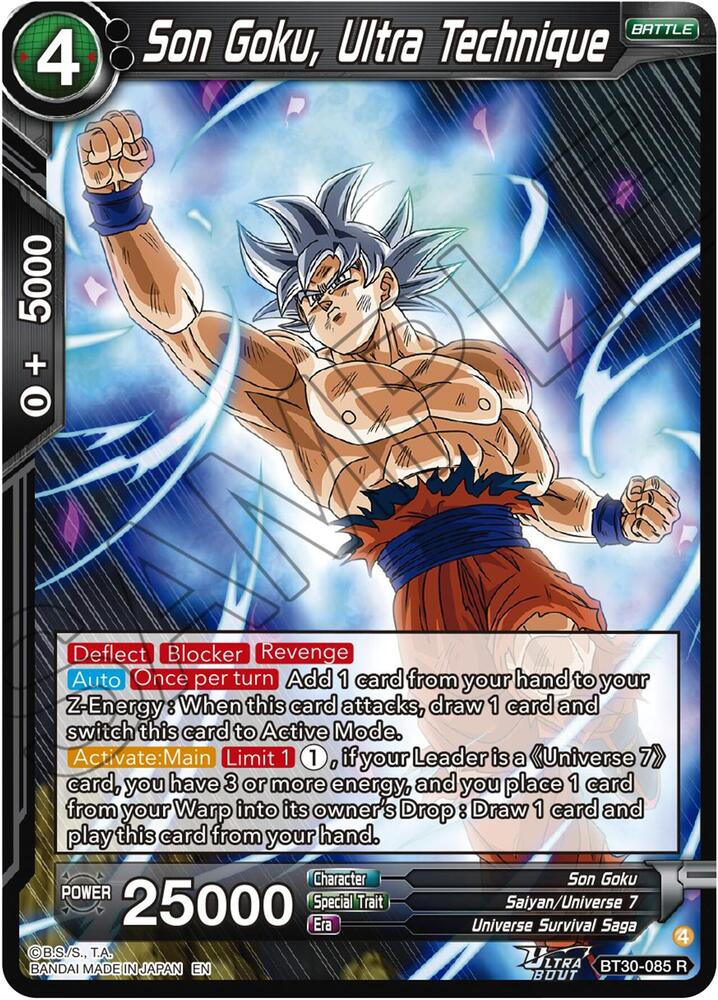 Son Goku, Ultra Technique BT30-085 card from Three Glorious Fighters