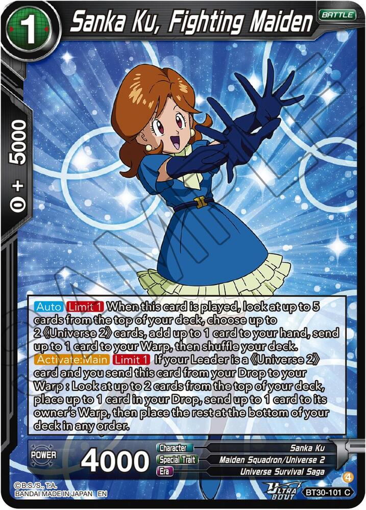 Sanka Ku, Fighting Maiden BT30-101 card from Three Glorious Fighters