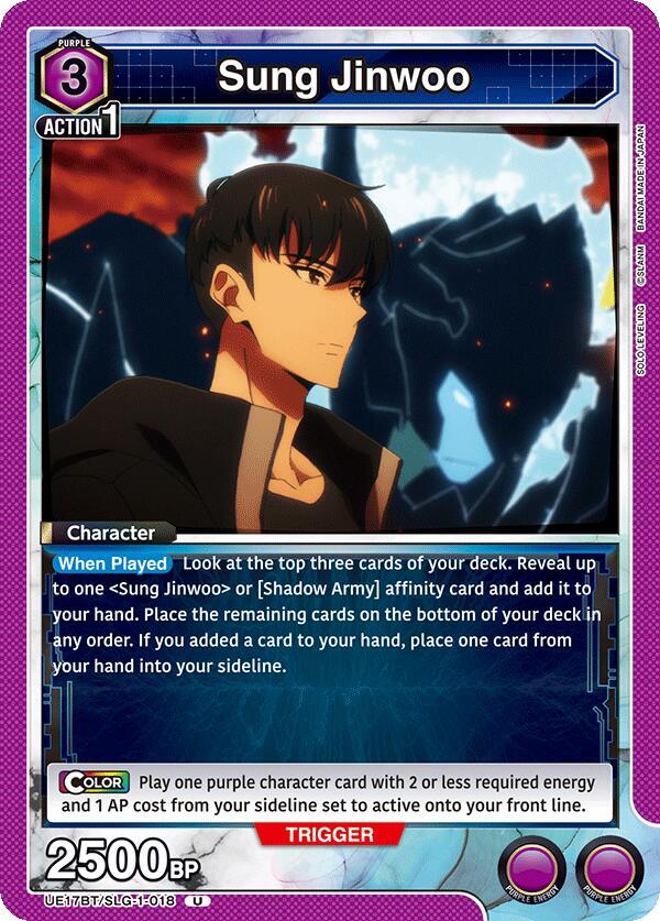 Sung Jinwoo UE17BT/SLG-1-018 card from UE17BT: SOLO LEVELING