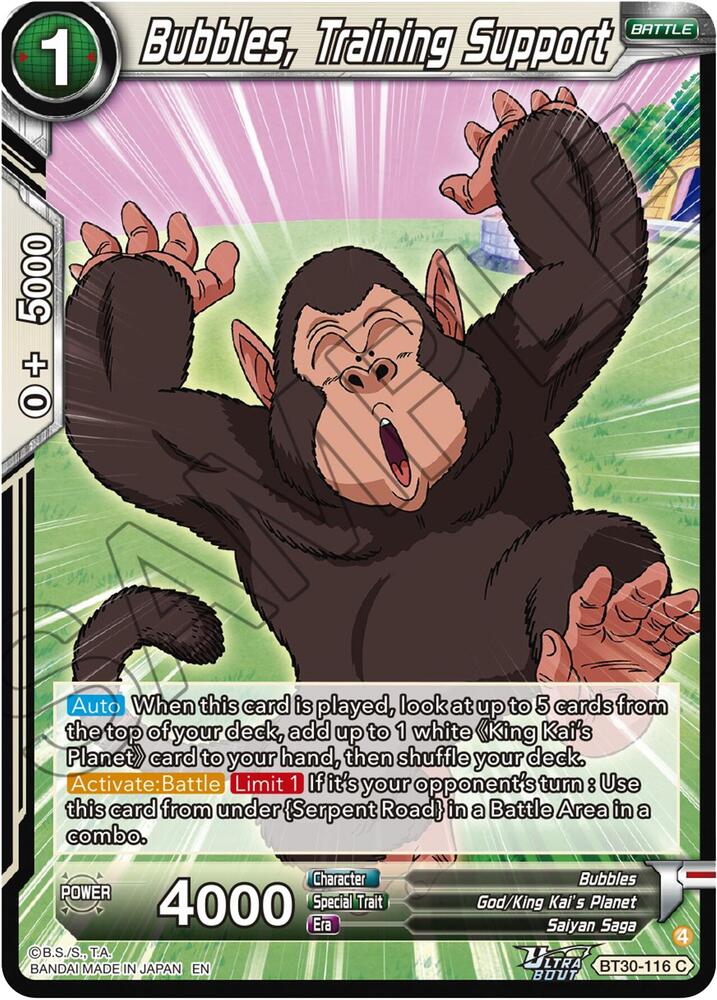 Bubbles, Training Support BT30-116 card from Three Glorious Fighters