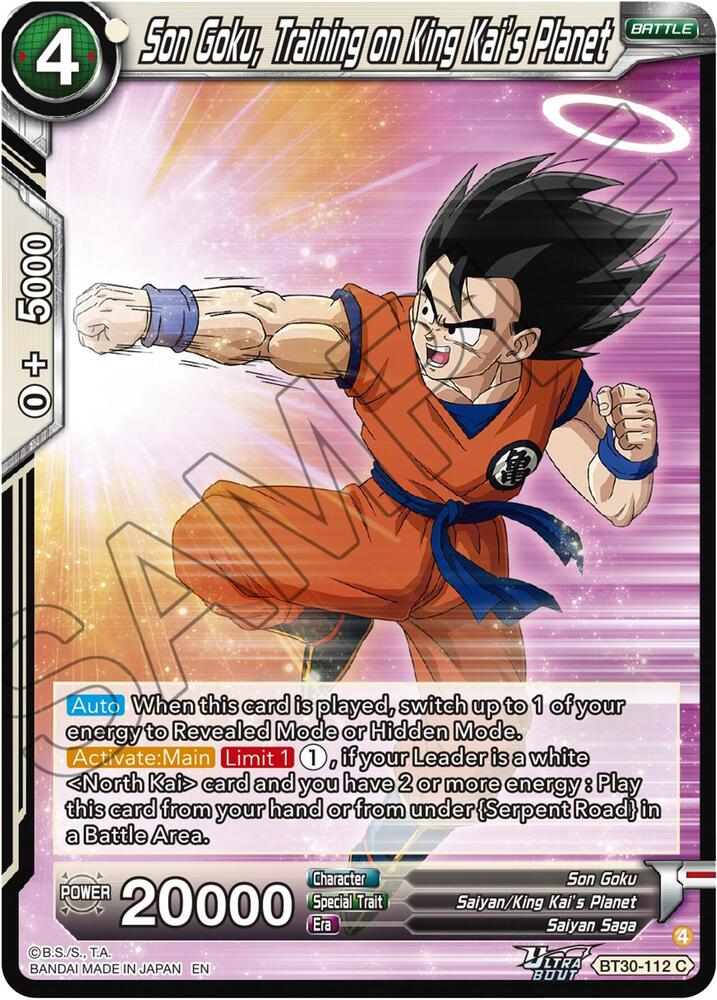 Son Goku, Training a King Kai's Planet BT30-112 card from Three Glorious Fighters