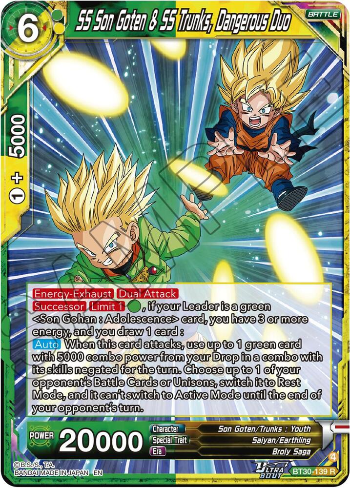 SS Son Goten & SS Trunks, Drangerous Duo BT30-139 card from Three Glorious Fighters