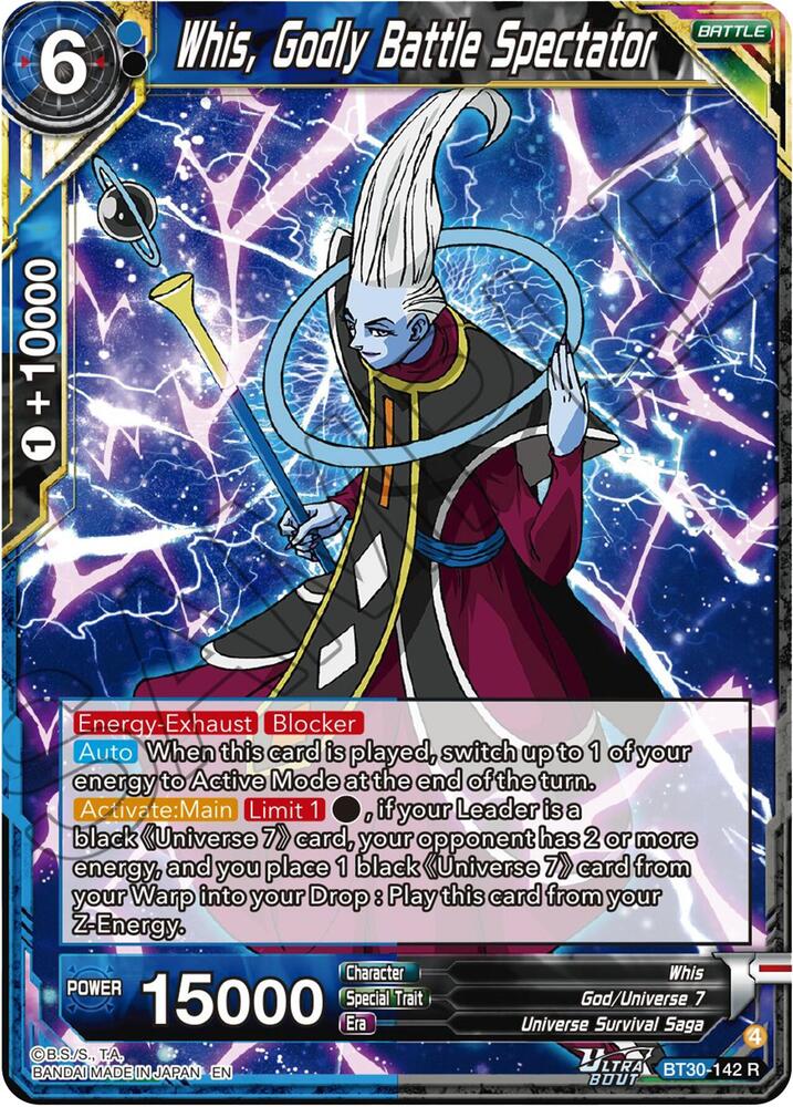 Whis, Godly Battle Spectator BT30-142 card from Three Glorious Fighters