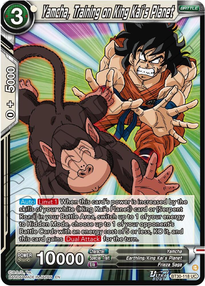 Yamcha, Training on King Kai's Planet BT30-118 card from Three Glorious Fighters