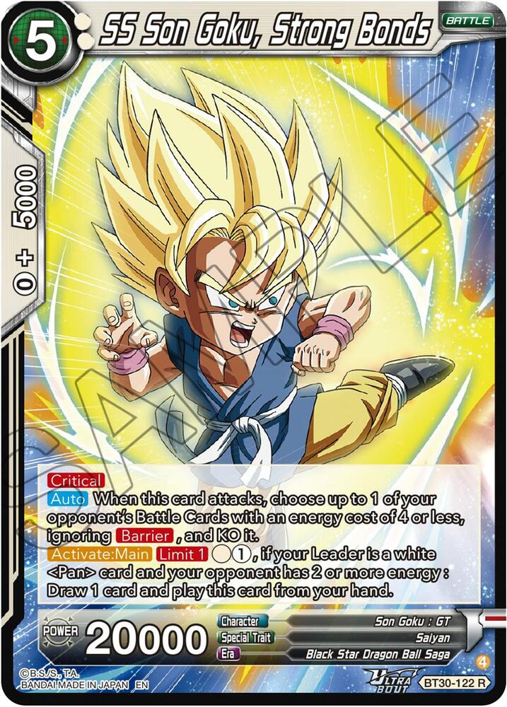 SS Son Goku, Strong Bonds BT30-122 card from Three Glorious Fighters