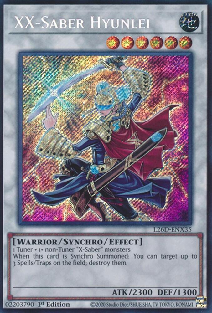 XX-Saber Hyunlei (Secret Rare) L26D-ENX35 card from Legendary Modern Decks 2026
