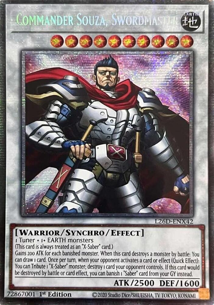 Commander Souza, Swordmaster (Starlight Rare) L26D-ENX42 card from Legendary Modern Decks 2026