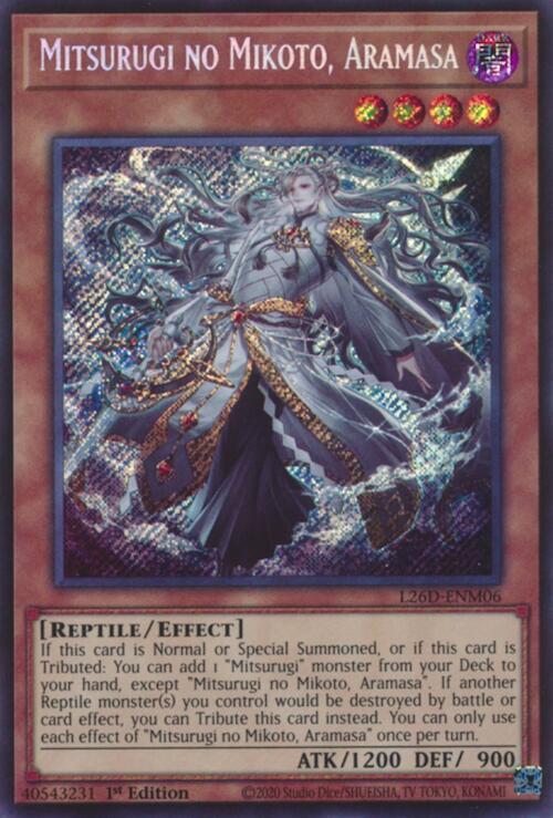 Mitsurugi no Mikoto, Aramasa (Secret Rare) L26D-ENM06 card from Legendary Modern Decks 2026