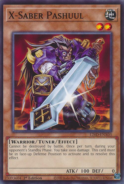 X-Saber Pashuul L26D-ENX03 card from Legendary Modern Decks 2026