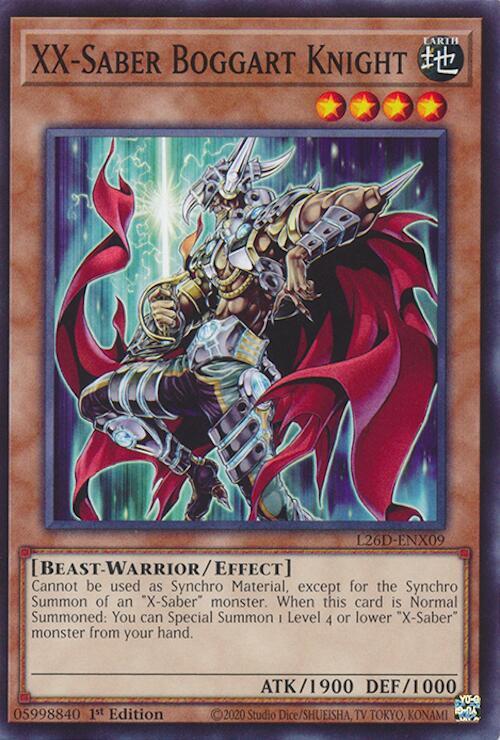 XX-Saber Boggart Knight L26D-ENX09 card from Legendary Modern Decks 2026