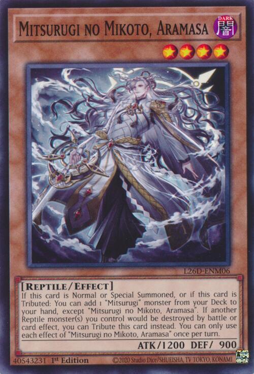 Mitsurugi no Mikoto, Aramasa L26D-ENM06 card from Legendary Modern Decks 2026