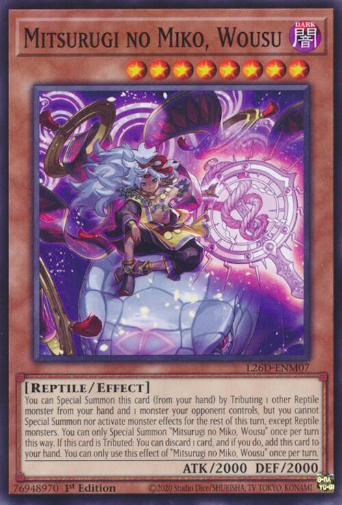Mitsurugi no Miko, Wousu L26D-ENM07 card from Legendary Modern Decks 2026