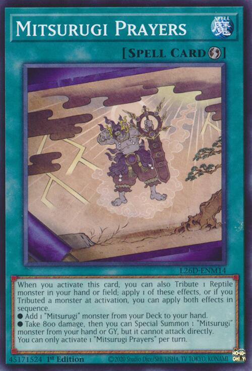 Mitsurugi Prayers L26D-ENM14 card from Legendary Modern Decks 2026