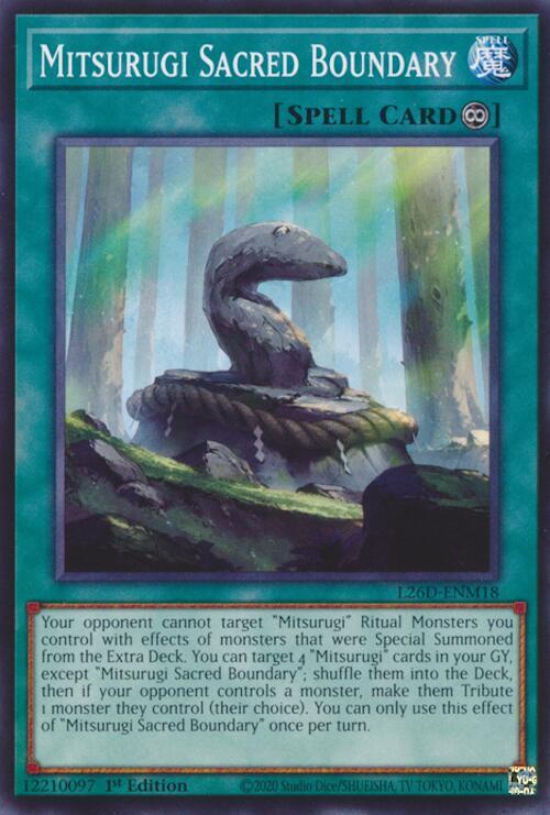 Mitsurugi Sacred Boundary L26D-ENM18 card from Legendary Modern Decks 2026