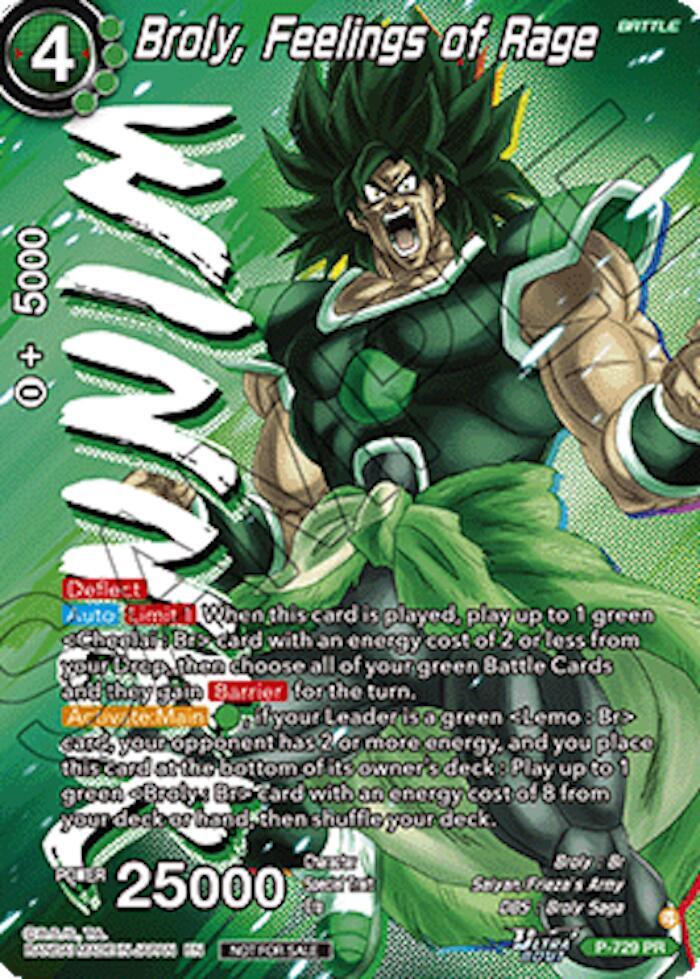 Broly, Feelings of Rage (Ultra-Bout Series Tournament Pack Vol.2) (Winner) P-729 card from Tournament Promotion Cards