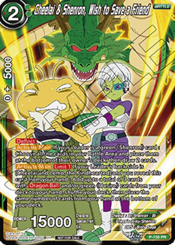 Cheelai & Shenron, Wish to Save a Friend (Ultra-Bout Series Tournament Pack Vol.2) P-730 card from Tournament Promotion Cards