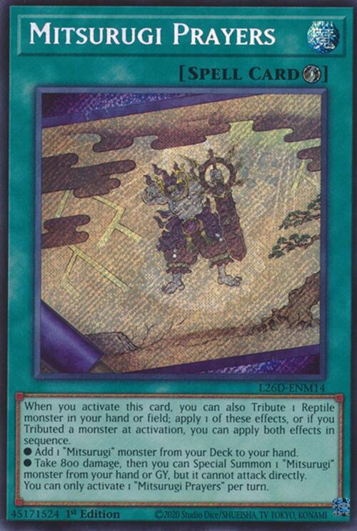 Mitsurugi Prayers (Secret Rare) L26D-ENM14 card from Legendary Modern Decks 2026