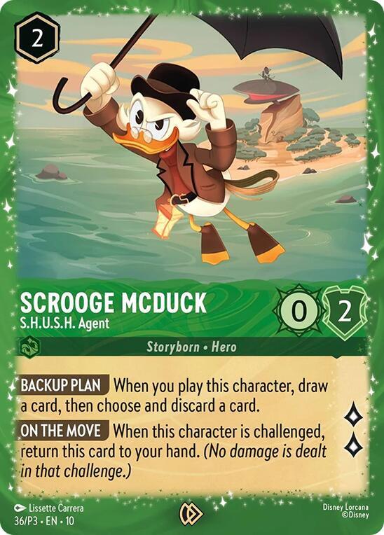 Scrooge McDuck - S.H.U.S.H. Agent 36 card from Disney Lorcana Promo Cards