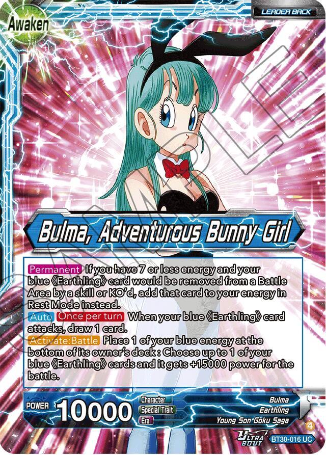 Bulma // Bulma, Adventurous Bunny Girl BT30-016 card from Three Glorious Fighters