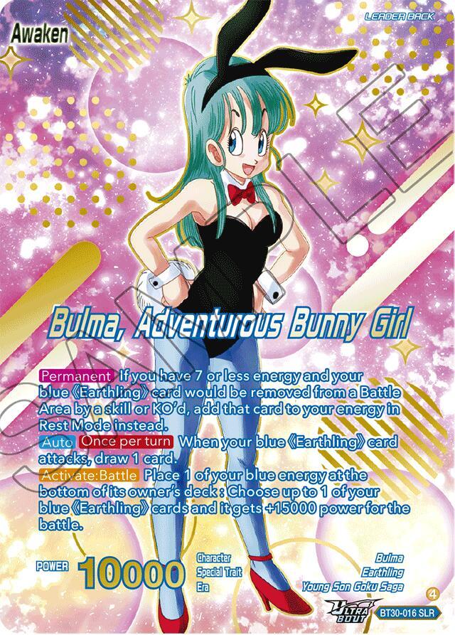 Bulma // Bulma, Adventurous Bunny Girl (SLR) BT30-016 card from Three Glorious Fighters