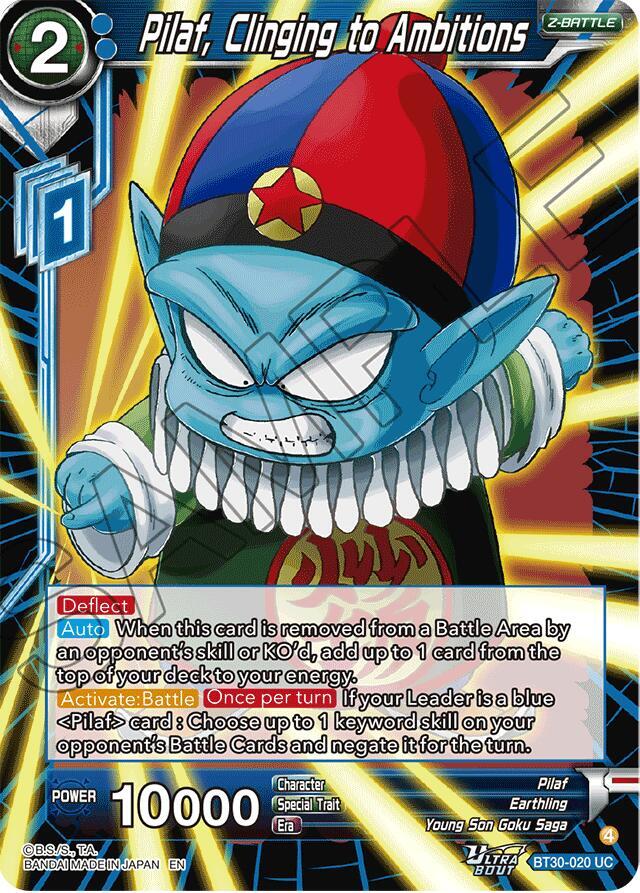 Pilaf, Clinging to Ambitions BT30-020 card from Three Glorious Fighters