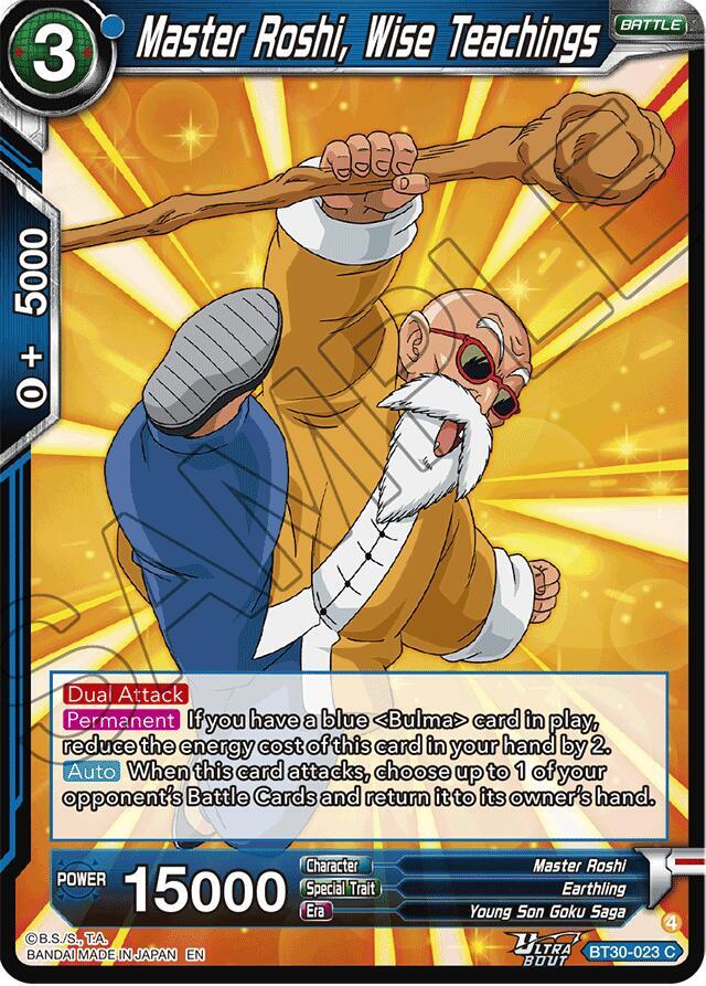 Master Roshi, Wise Teachings BT30-023 card from Three Glorious Fighters