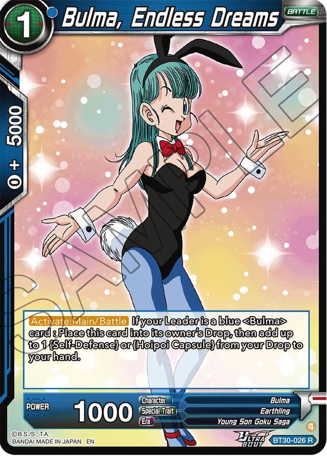 Bulma, Endless Dreams BT30-026 card from Three Glorious Fighters