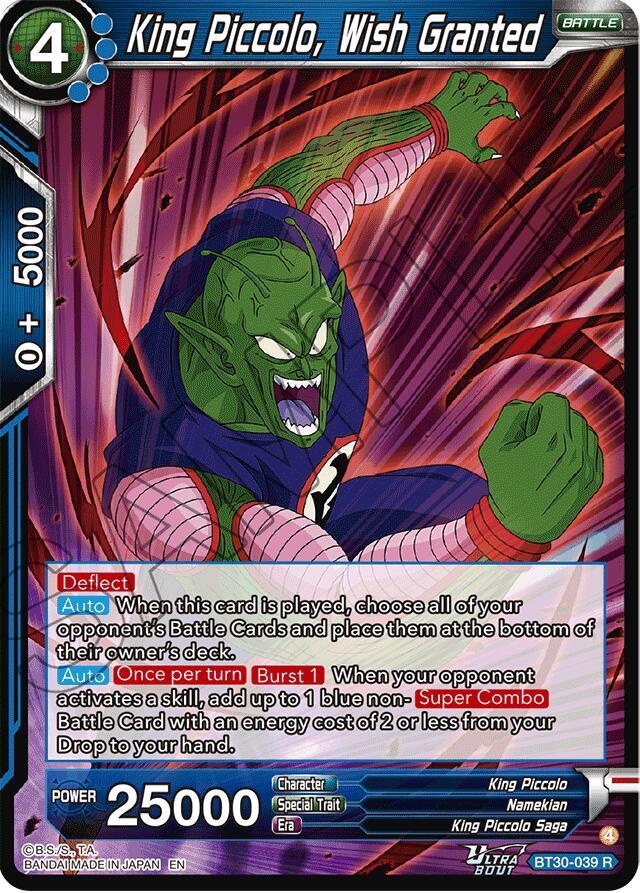 King Piccolo, Wish Granted BT30-039 card from Three Glorious Fighters