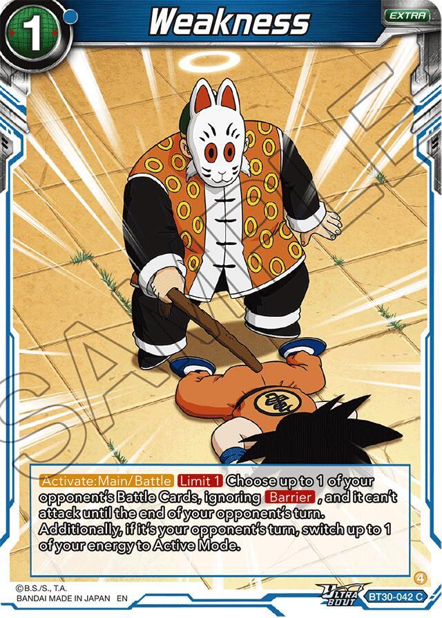 Weakness BT30-042 card from Three Glorious Fighters